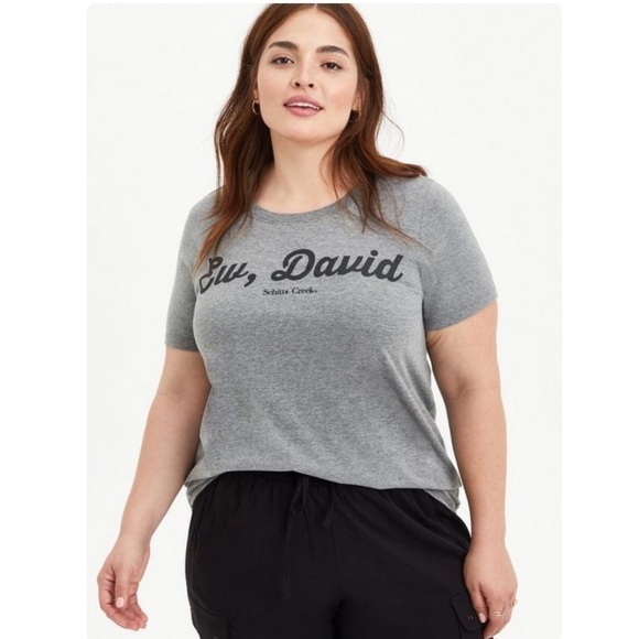 Torrid Classic Fit Crew Tee - Schitt's Creek Ew, David Grey 4X - Picture 1 of 8